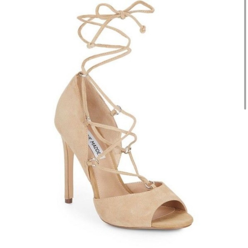 Steve Madden Beige Lace-Up Stiletto Heels